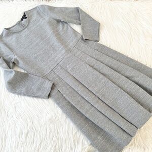 J.Crew Grey Thick Knit Pleated Midi Dress